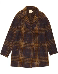 ESCANDELLE Womens Double Breasted Coat UK 16 Large Brown Check Polyester VC01 - Picture 1 of 3