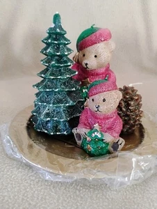 4er Set Bär Kerzenszene mit Metalltablett Neu in OVP - Bild 1 von 5