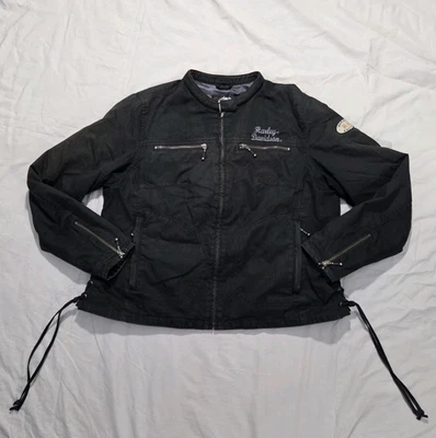 Harley Davidson Horizon Womens Jacket Size 1W Black Denim Motorcycle Coat Braids - Image 1 of 4