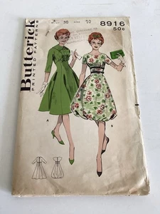 Vintage 1950s 50s Pattern Butterick Full & Bubble Cut Dress 8916 Bust 30 - Picture 1 of 3