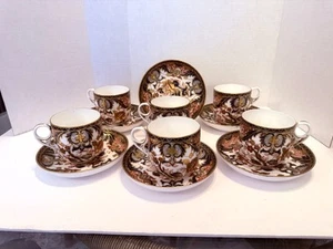 6 ROYAL CROWN DERBY PORCELAIN IMARI "KINGS" PATTERN CUPS & SAUCERS SET, #383 - Picture 1 of 5