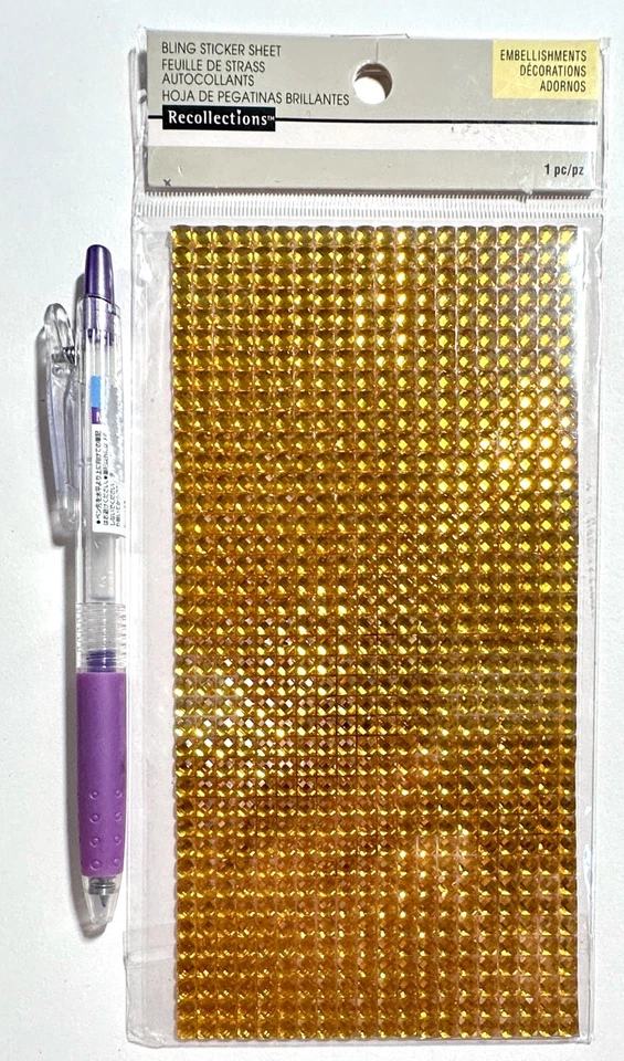 Gold Rhinestone Block Stickers Scrapbooking Card Making Recollections Foto 1 de 1