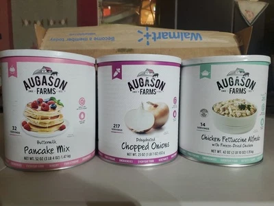 Lote de 3 alimentos liofilizados Mountain House/Augason Farms #10 camping de emergencia #82 Foto 1 de 4