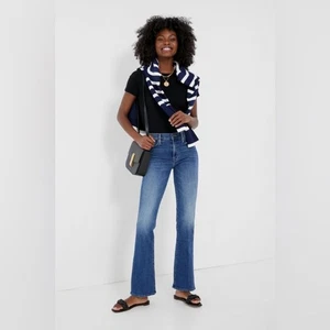 Mother The Outsider Sneak Dark And Stormy Night Flares Jeans Mid-Rise Medium 29 - Picture 1 of 14