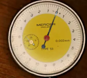 Vintage Mercer Clock Dial Indicator DTI 0.002mm x 12.5mm Movement Dial - Picture 1 of 5