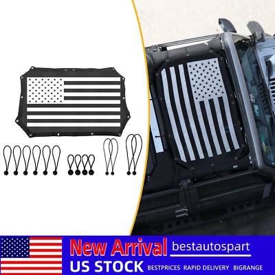 For Jeep Wrangler JK 2007+ 1PCS US Flag Black Bikini Top Mesh Sun Shade Cover Foto 1 de 4