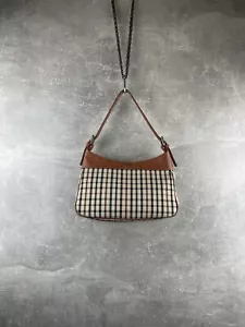 Daks London Brown Leather Checkered Beige Shoulder Future Tote Bag Made In Italy - Picture 1 of 20
