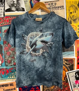 Kids 90s Y2Ks The Mountain Great White Shark Cotton Graphic T-Shirt Size 14/16 - Picture 1 of 13