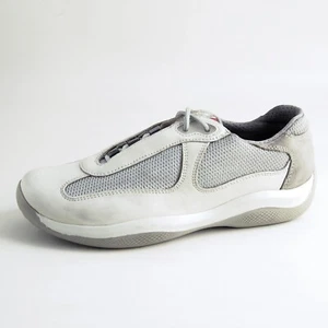 Prada Americas Cup Zapatillas Deportivas Gris Cuero Malla Mujer Talla EU 37 US 7 - Imagen 1 de 10