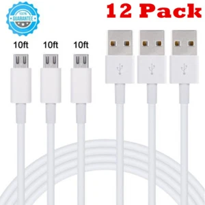 12x 10 FT Micro USB Fast Charger Data Sync Cable Strong Cord for Samsung Android - Picture 1 of 6