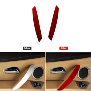 2Pcs Red Carbon Fiber Inner Door Handrail Cover Trim Sticker For BMW Z4 2003-08 - Picture 1 of 22