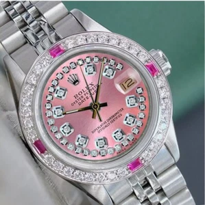 Rolex Lady Datejust Watch Stainless Steel Pink Diamond Dial & Bezel Jubilee Band - Picture 1 of 22