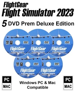 Pro Flight Simulator FlightGear 2025 DELUXE Edition Sim for Windows 11 10 PC DVD - Picture 1 of 12