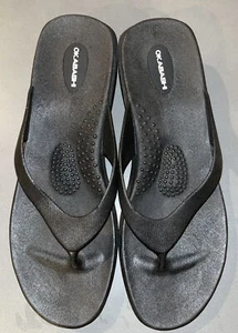 Okabashi Women’s Splash Flip Flop Wedge Sandals Size Large 9/10 Shoe Thong Black - Picture 1 of 8
