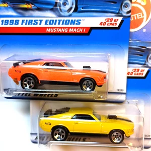 Hot Wheels 1998 First Editions - Mustang Mach 1 - Yellow & Rare Orange Variant - Picture 1 of 6