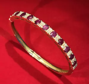 Bracciale antico con cerniera in oro giallo 14 kt con diamanti e rubini - Foto 1 di 14