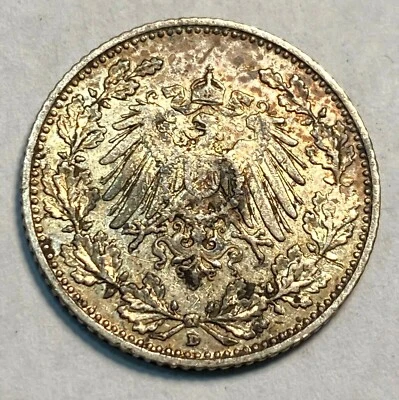 1907D Germany 1/2 Mark Original AU KM 17 CHN - Image 1 of 2