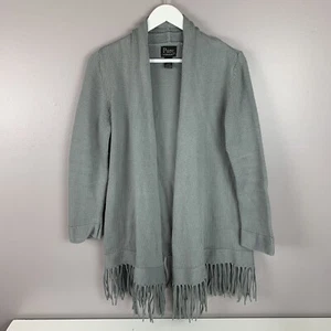 Pure Handknit Medium/Large Cardigan Sweater Fringe Hem Gray M/L Woman - Picture 1 of 4