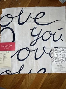 Interior Fabric Sample by Schumacher Lulu Child LOVE YOU blue 17” - Picture 1 of 7