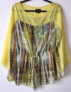 Angie Boutique Batik Top Small S Glockenärmel Gypsy Boho neu mit Etikett $ 50 Bluse NEU - Bild 1 von 6