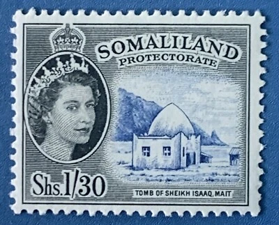 SOMALILAND PROTECTORATE 1953-58 QEII 1s.30 Ultramarine & black SG145 V.Fine Mint - Image 1 of 2