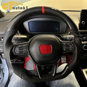 Volante de fibra de carbono real apto para Honda Civic 11ª generación 2022-2024 con moldura - Imagen 1 de 4