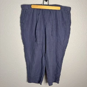 Pure J Jill Linen Cropped Pant Elastic Waist Size XL Petite Pockets Blue Relaxed - Bild 1 von 8
