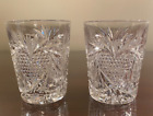 Antique Heart Plume Cut Glass Tumblers by US Glass 1910  -  Set of 2