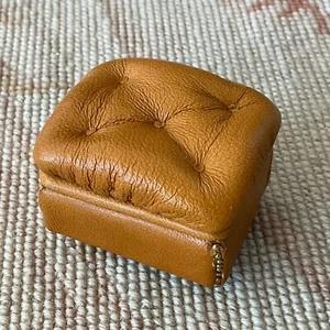Pat Tyler Dollhouse Miniature Leather Stool Ottoman Seat Natural 1528 - Picture 1 of 5