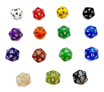 20-Seitige bunte Würfel mit Zahlen 1-20 W20 Bunt Perlmutt Einzeln