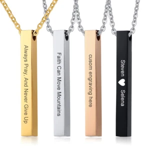 Cuboid Pendant Lover Men Women Necklace Chain Personalized Custom Letter Initial - Picture 1 of 15