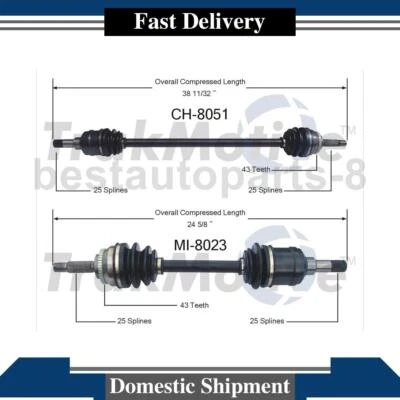 TrakMotive Front CV Axle Joint Shaft For Dodge Avenger 1999 1998 1997 1996 1995 - Image 1 of 3