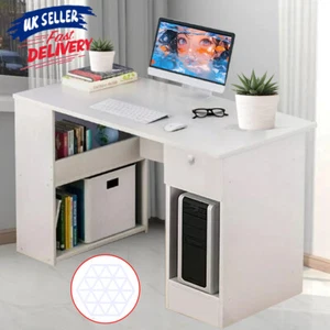 Computer Desk H Shaped PC Laptop Gaming Table W/ Book Shelves Bookcase UK - Picture 1 of 14