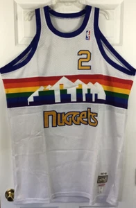 1987-88 Denver Nuggets Alex English #2 NBA White Mitchell & Ness Jersey 54 New - Picture 1 of 7
