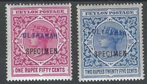Ceylon, 1900, Scott #162-163 Overprinted ULTRAMAR SPECIMEN, Never Hinged - Picture 1 of 1