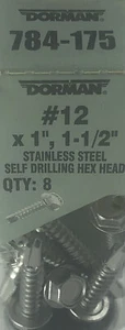 Dorman 784-175 # 12 x1",1-1/2" Self Tapping Screw, Stainless Steel, Hex Head  - Imagen 1 de 3