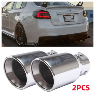 2PCS Car Exhaust Pipe Tip Rear Throat Muffler For Subaru WRX STI Sedan US - Image 1 of 4