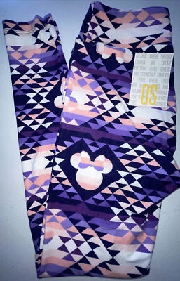 NUEVO Leggings LuLaRoe Talla Única OS (2-10) Púrpura Rosa Blanco Disney Minnie Mouse Foto 1 de 4