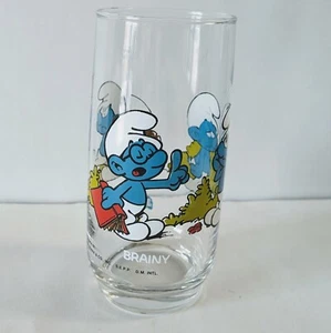 1982 glass brainy Smurf glass - Picture 1 of 5