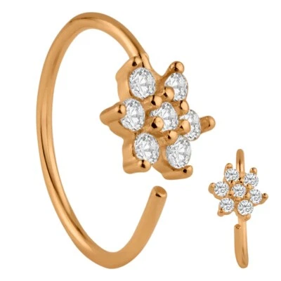 Серебро 925 цветок Cz серебро, золото, розовое золото нос обруч кольцо 20G 10 мм - Изображение 1 из 4