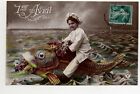 Carte Fantaisie - Old Postcard - Thme du 1er Avril - Gamin sur Poisson
