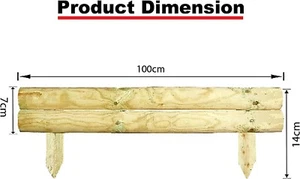 AAMEN 2 Bar 14cm Wooden Border Edging, Fixed Horizontal Log Lawn Edging - Picture 1 of 9