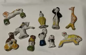 Circus Birthday Cake Toppers Bisque Porcelain Circa 1950s Japan 10 Pieces - Picture 1 of 16