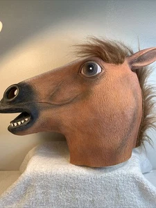 Realistic Horse Head Latex Adult Mask Animal Halloween Rubber Costume Prop 20s - Picture 1 of 17