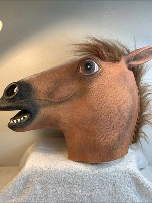 Realistic Horse Head Latex Adult Mask Animal Halloween Rubber Costume Prop 20s - Image 1 of 4