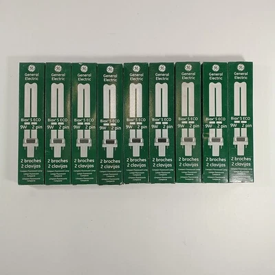 9 Pack - GE Biax S ECO 9W 2 Pin Compact Fluorescent Lamp F9BX/841/ECO, FS - Image 1 of 4