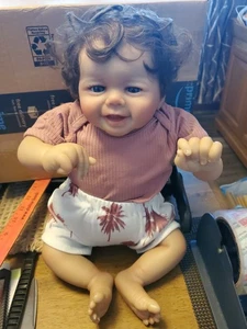 Lifelike Chubby 17" Reborn Baby Dolls Smiling Cloth Body Newborn Toddler Kid Toy - Picture 1 of 5