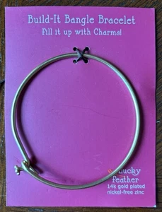 Lucky Feather 14k Gold Plate Build-It Bangle Bracelet New on Card - Picture 1 of 3