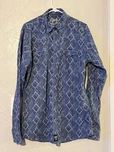 Wrangler Rock 47 Shirt Men's Size LT Blue Western Pearl Snap Cowboy Rodeo - Picture 1 of 5