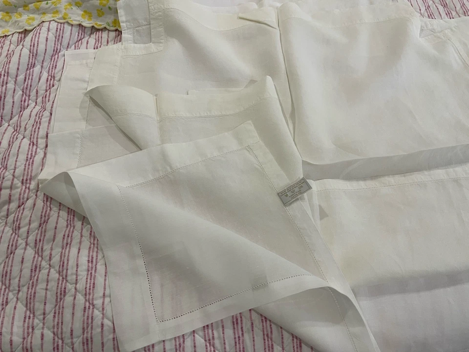 "Pratesi Italia 100 % lino 1 pieza tela blanca (8) disponible grande 24""x31""" Foto 1 de 4